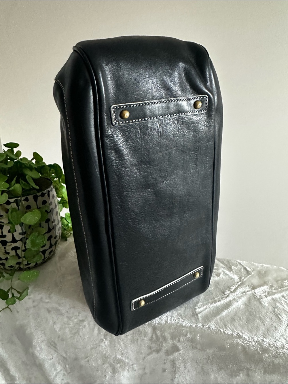 Dooney & Bourke Black Florentine Leather Edge Satchel - Picture 6 of 12